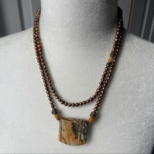 Picasso Jasper Beaded T-clasp Necklace